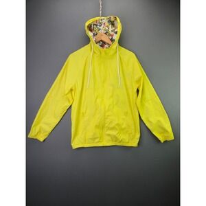 Original Use Windbreaker Jacket Hooded Small Yellow Water Resistant Tropical